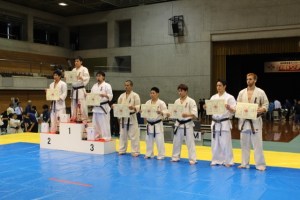 Sempai James Campbell (far right) in the Okinawa Karate Tournament 2015.