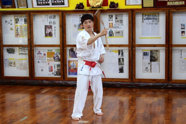 Shihan Ken Ogura with nunchaku.